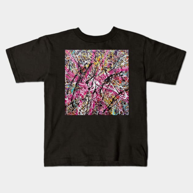 Jackson pollock color art design Kids T-Shirt by Linnystore